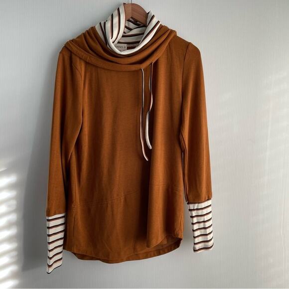 🆕 The Nines ginger and spice striped cowl neck top long sleeve NWT size small - Picture 2 of 9